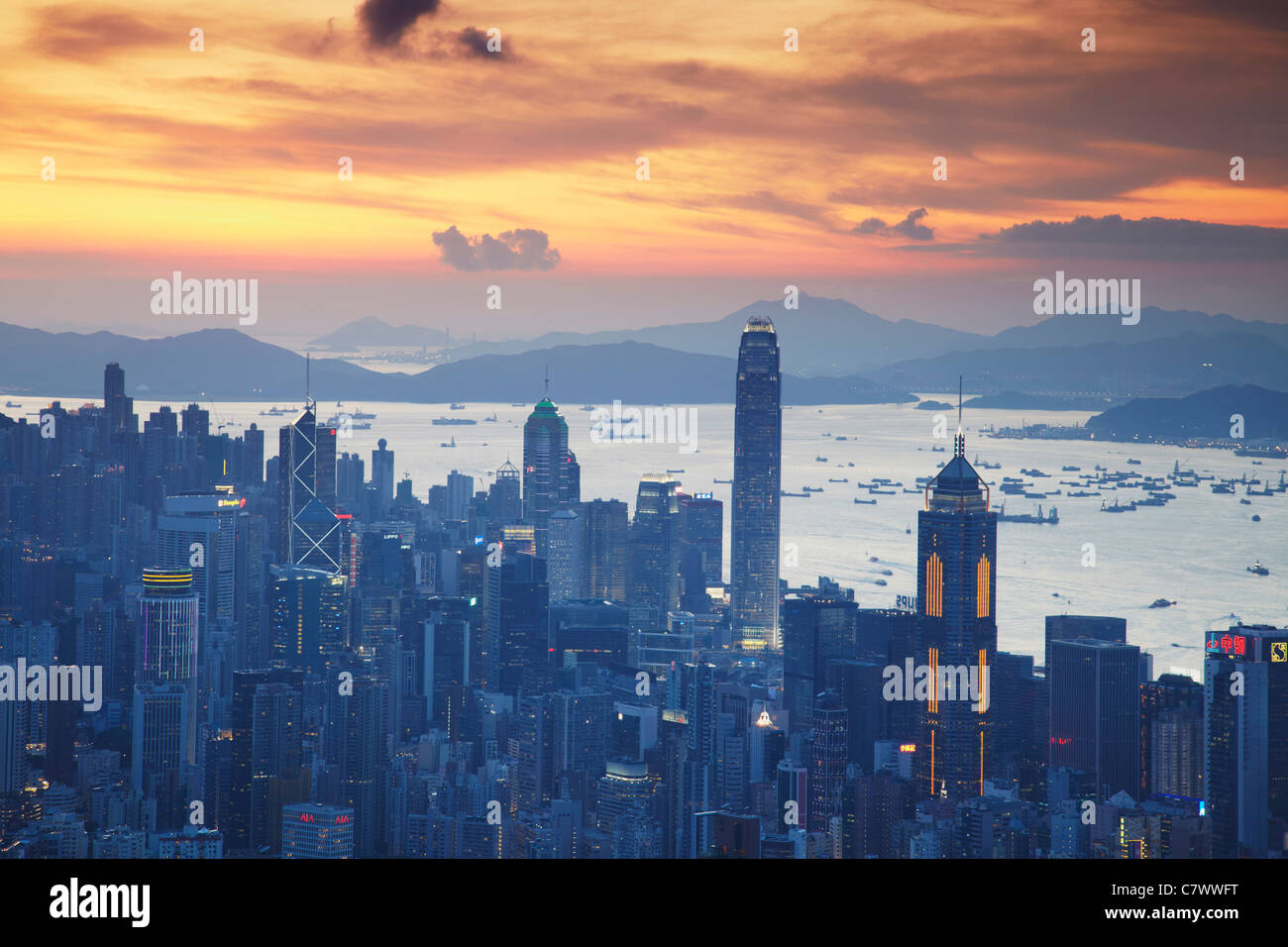 Hong Kong Island skyline at sunset, Hong Kong, China Stock Photo - Alamy