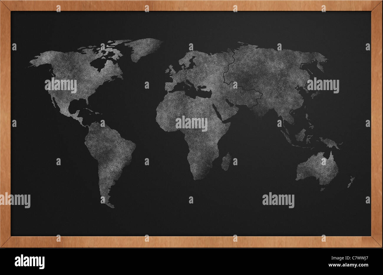 Blackboard drawing world map hi-res stock photography and images - Alamy