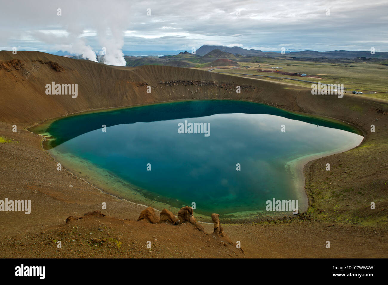 The Viti crater lake in the Krafla caldera near Myvatn in northeast Iceland. Stock Photo