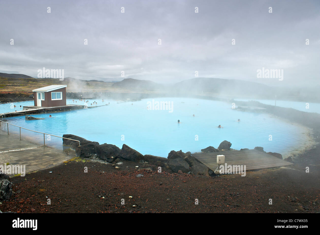 Myvatn nature lake, a natural, geothermal lake outside Myvatn in northeast Iceland. Stock Photo