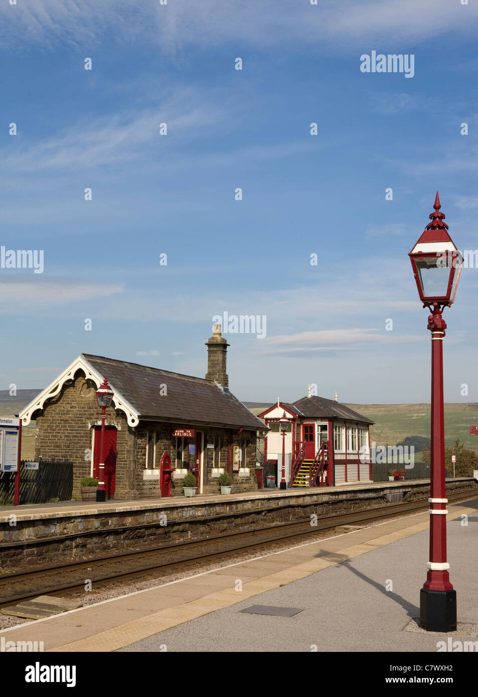 British remote and rural Railway Stations on the Settle to Carlisle line, Richmondshire, UK Stock Photo