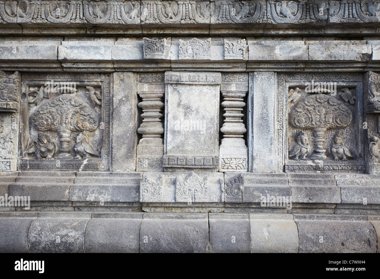 Java Carvings Bas-relief carvings on Shiva Temple, Prambanan, Java, Indonesia Stock ...