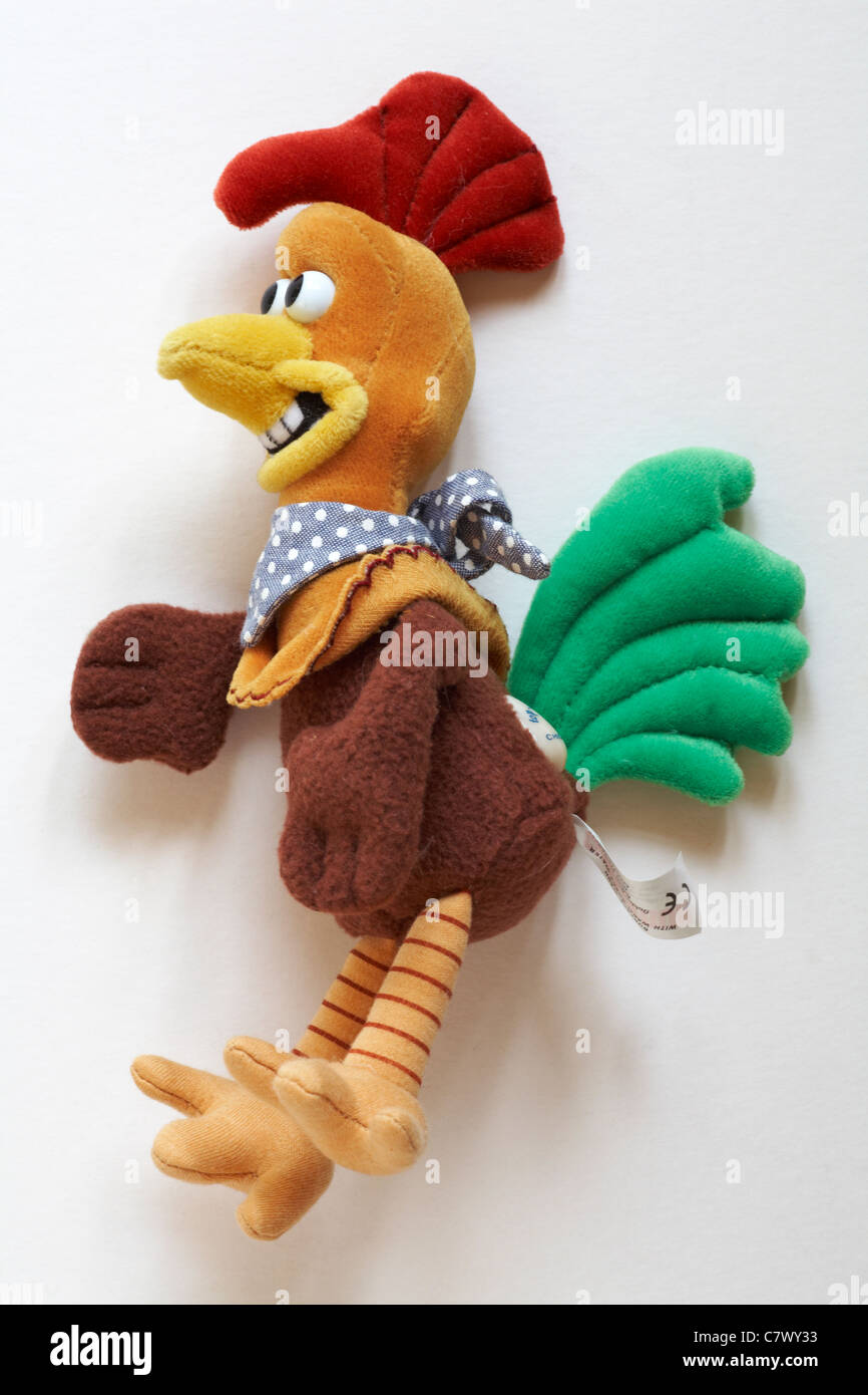 Chicken Run soft cuddly toy isolated on white background Stock Photo