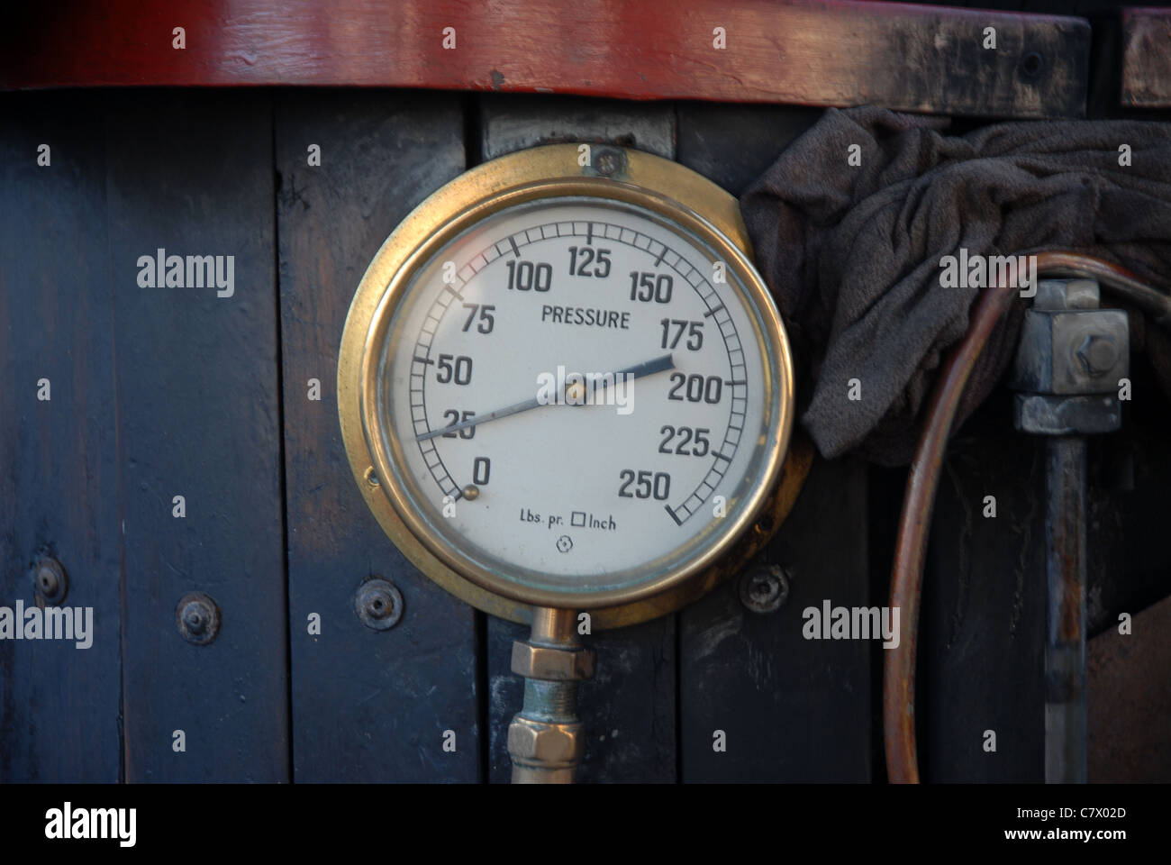 pressure gauge on a boat's steam engine, Cape Town, Western Cape, South