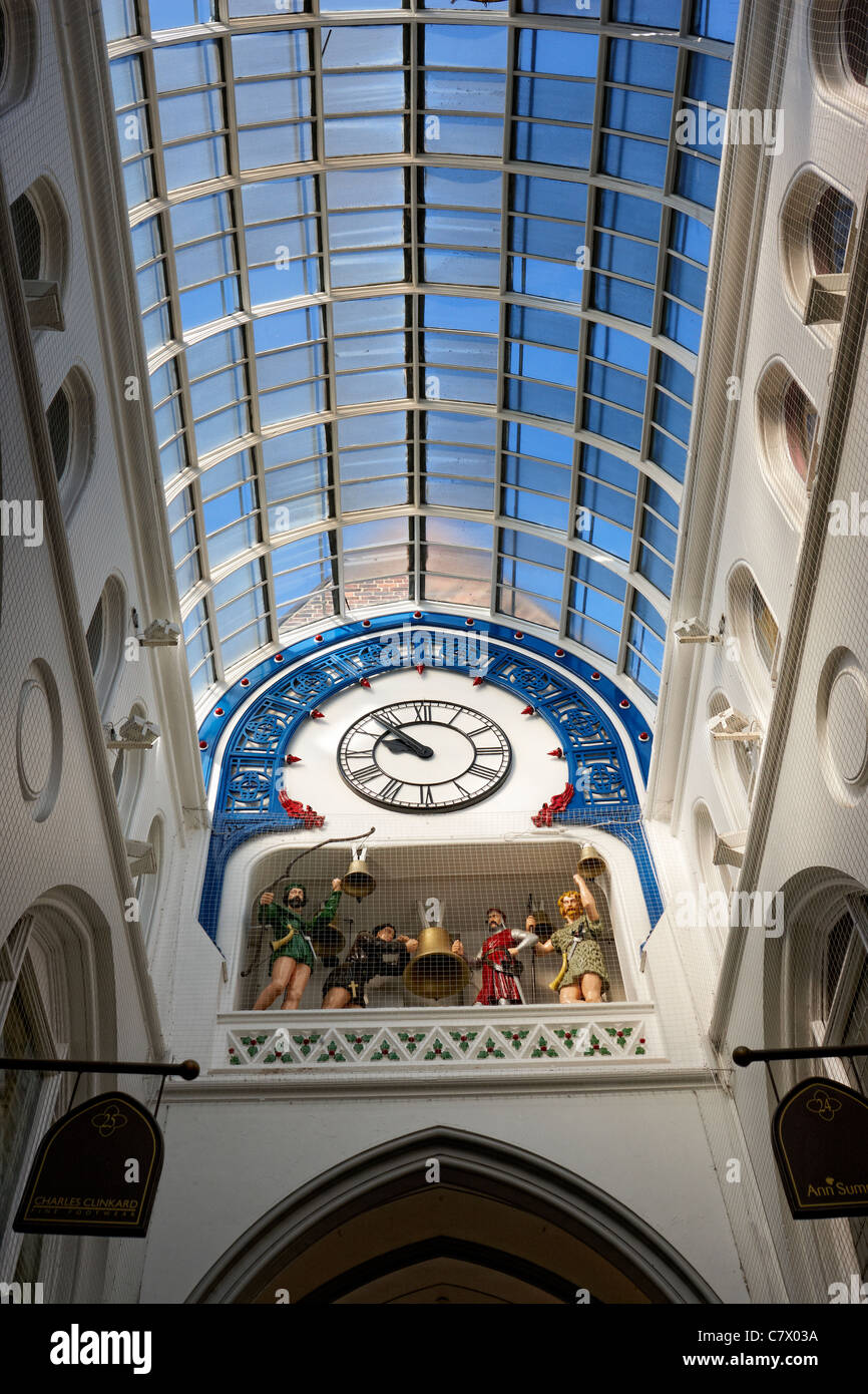 The Ivanhoe Clock in the Thornton's Arcade, Leeds city centre Stock