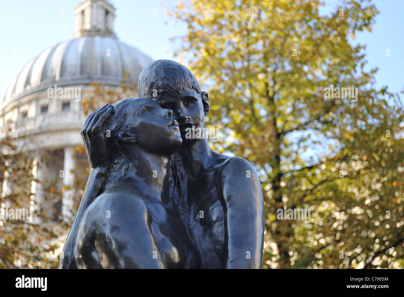 The Young Lovers a statue by sculptor George Ehrlich St Pauls cathedral London Stock Photo