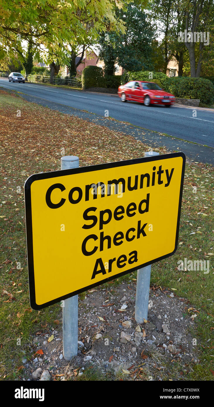 Community speed check area sign UK Stock Photo