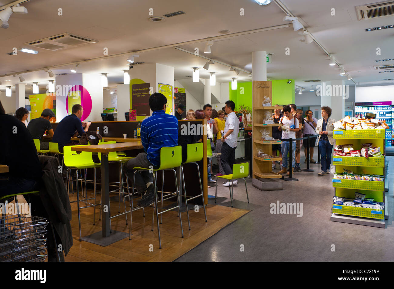 Paris, France, People inside Monop Supermarket, Snack Bar, Open Late at