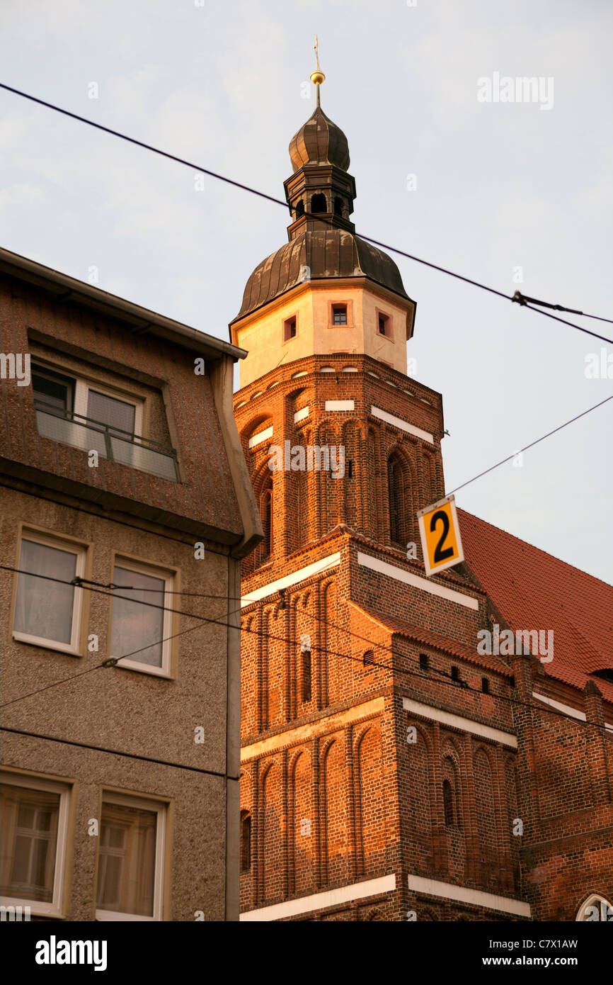 The Tower Of Sankt Nikolai Church In Cottbus East Germany Stock Photo