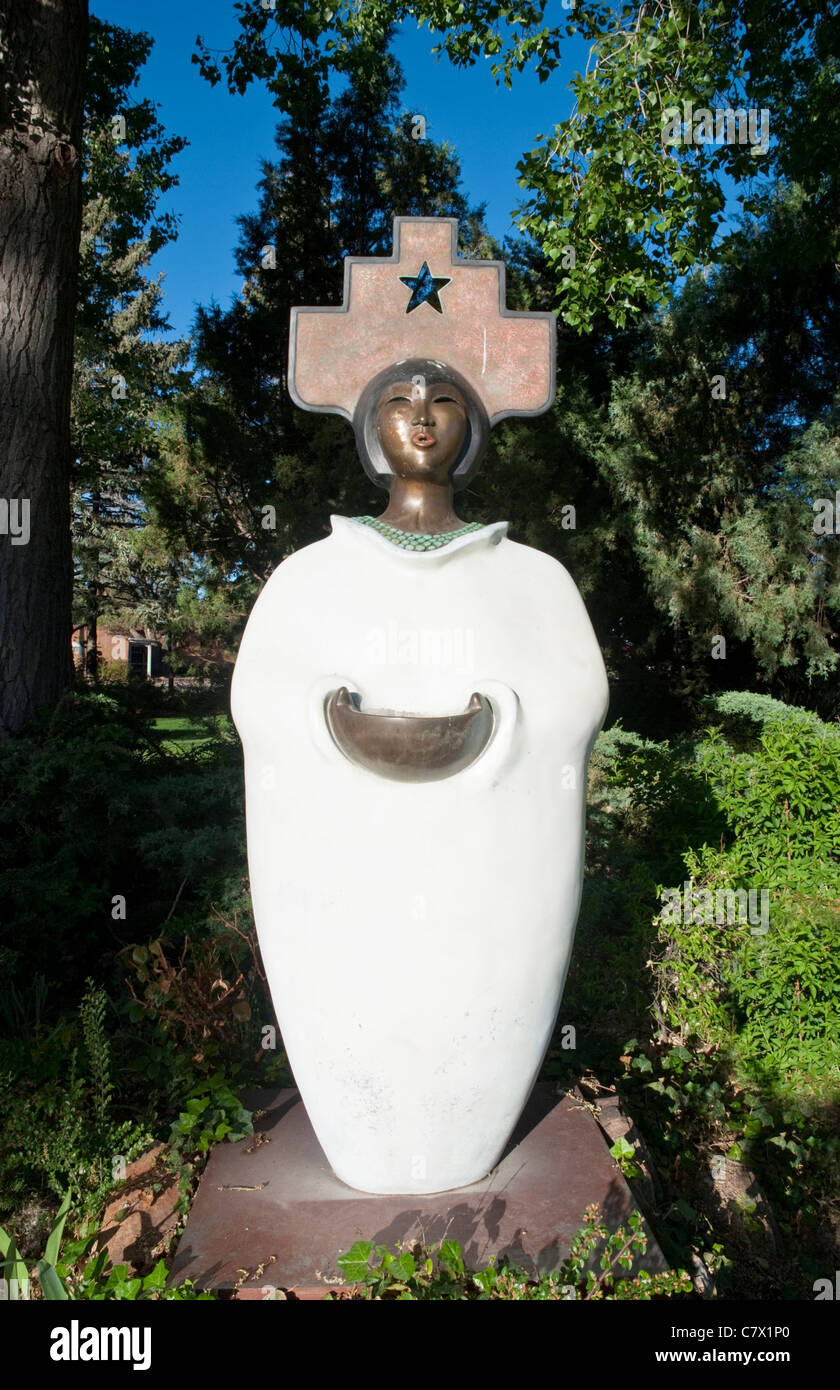 This statue entitled 'Earth Mother' is located in front of the Capital Building in Santa Fe, New Mexico. Stock Photo