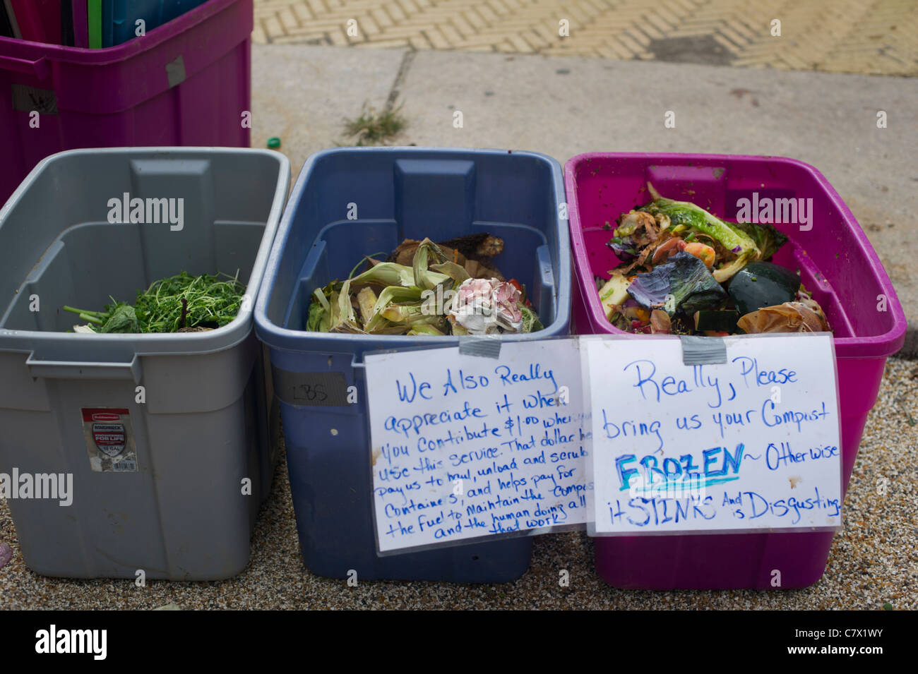 Community Compost Collection at the Greenmarket at Grand Army Plaza in Brooklyn in New York
