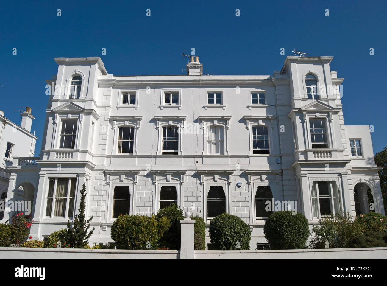 white italianate stucco building forming part of portland terrace,  richmond green, richmond upon thames, surrey, england Stock Photo