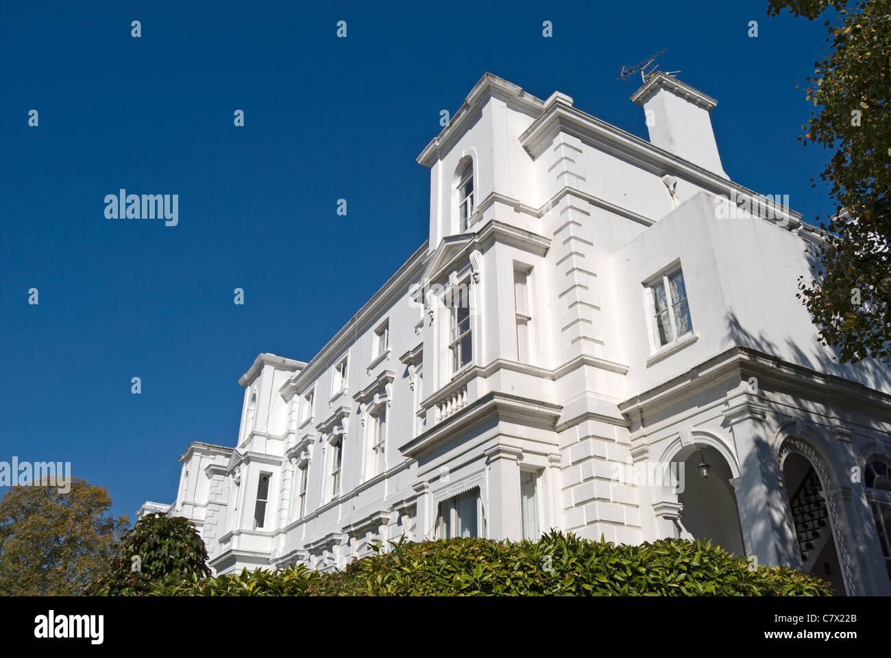 white italianate stucco building forming part of portland terrace,  richmond green, richmond upon thames, surrey, england Stock Photo