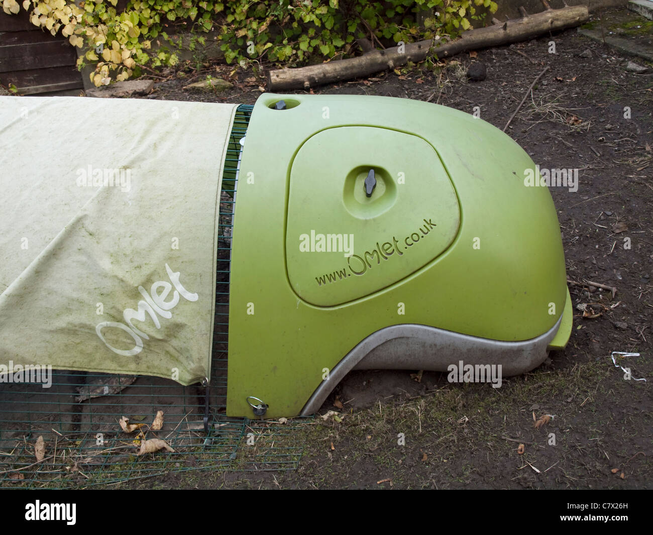 Eglu - the modern plastic domestic chicken coop by Omlet. Takes three chickens. Stock Photo