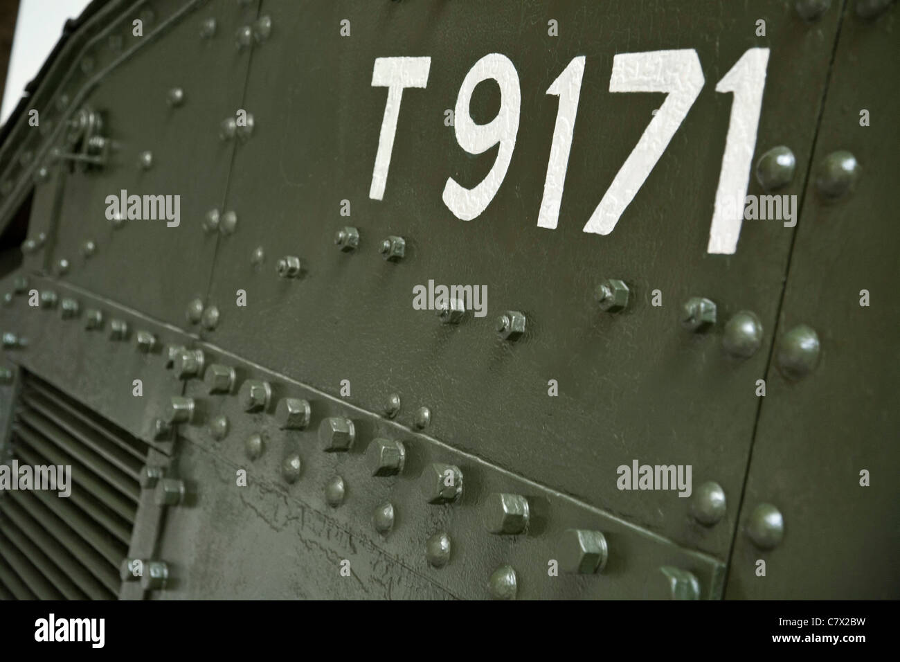 Heavy duty nuts, bolts, rivets and number on a WW1 Mark 5 tank The ...