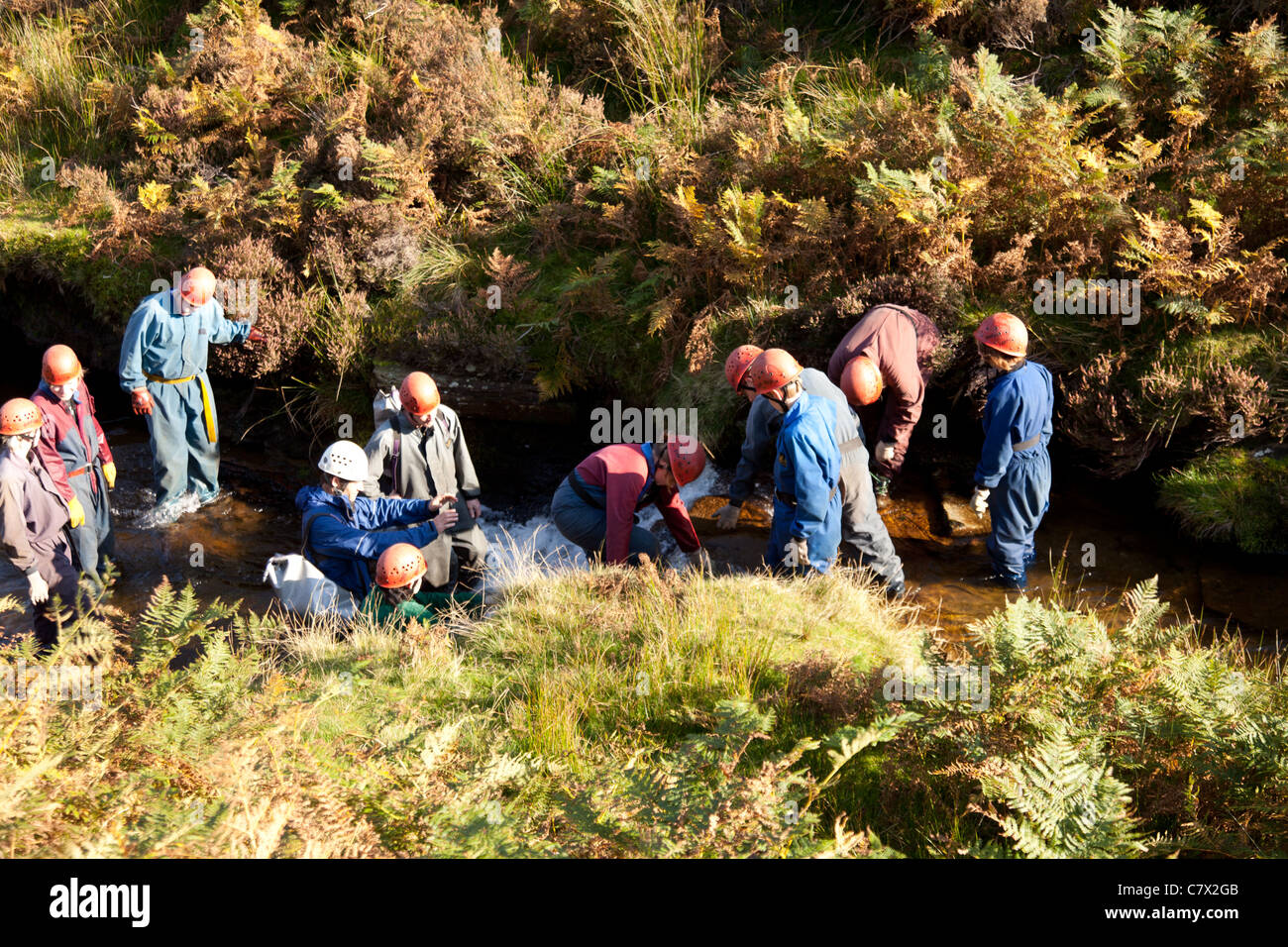 A Group Of Youngsters On An Adventure Trip In Fairbrook In The Peak District National Park Derbyshire Uk Stock Photo Alamy A Group Of Youngsters On An Adventure Trip In Fairbrook In The Peak District National Park Derbyshire Uk Stock Photo Alamy