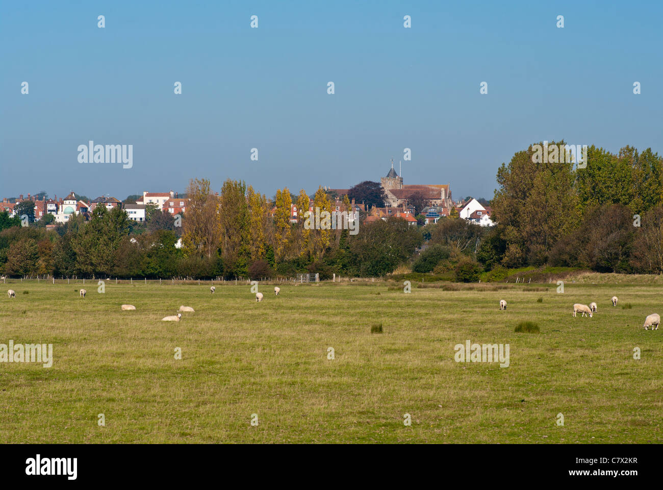 The Town Of Rye Seen In The Distance Across The East Sussex Countryside England Country Scene Stock Photo