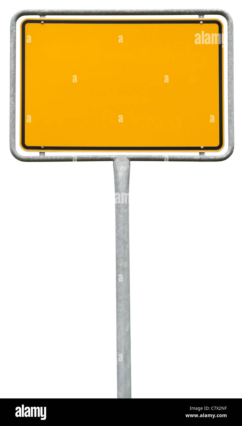 yellow blank sign (clipping path) isolated on white Stock Photo - Alamy