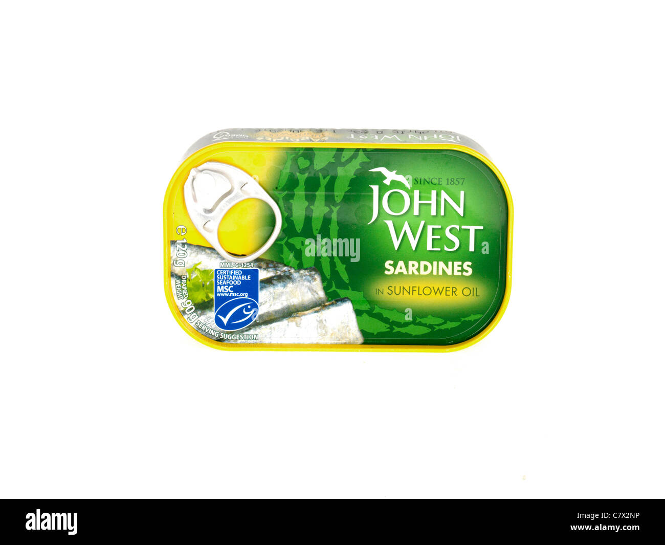 Tin tinned can canned john west sardine sardines hires stock
