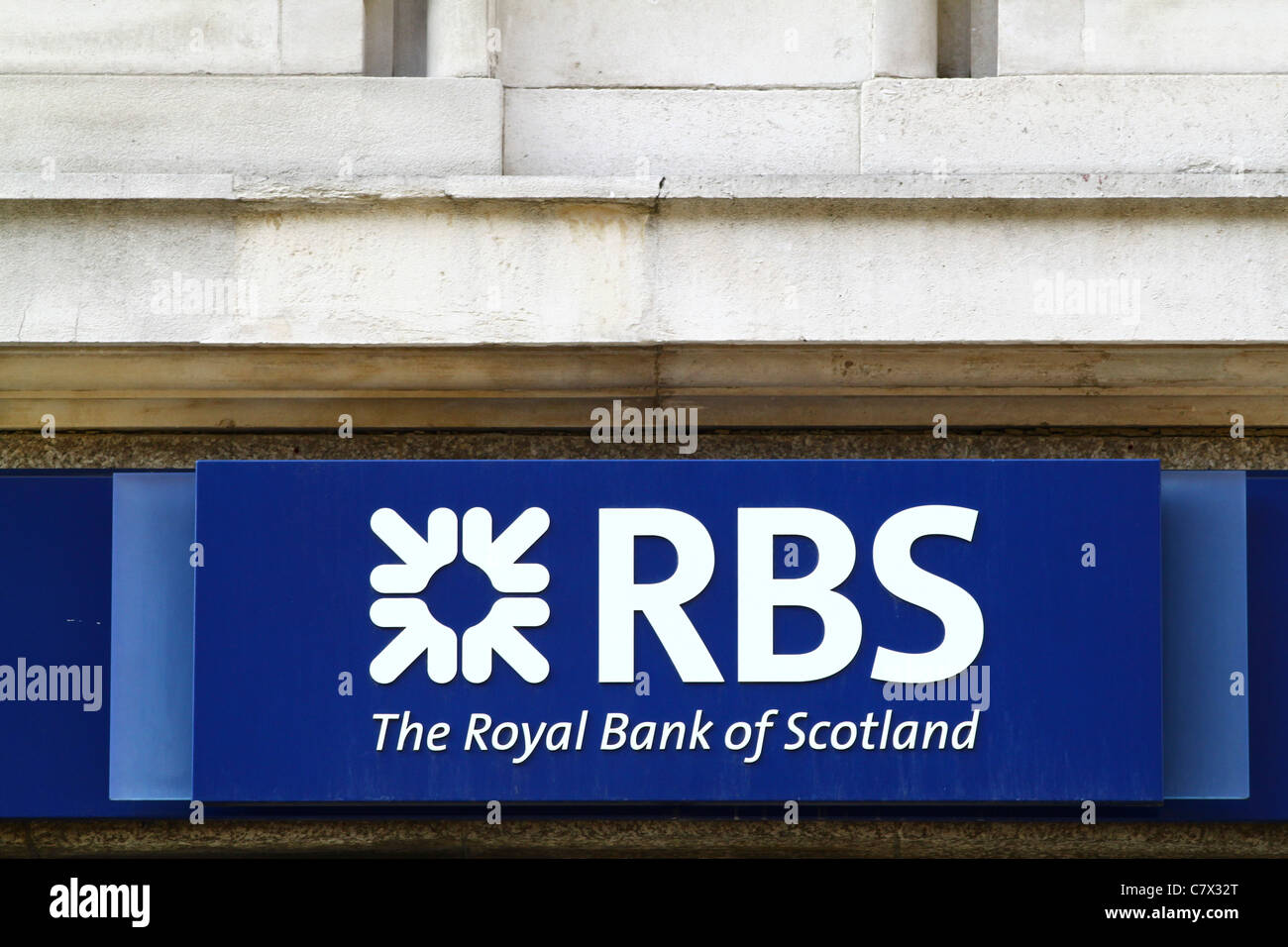 Royal Bank of Scotland sign on a branch in London Stock Photo