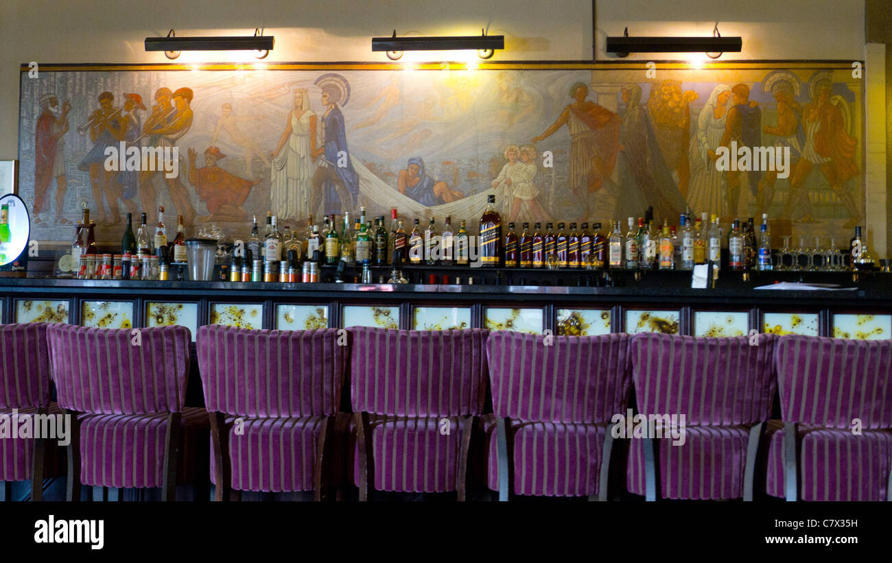 Bar & Wall painting, Cafe Americain, Amsterdam, an Art Deco building