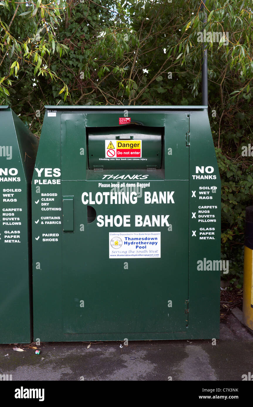 Clothing and shoe recycling bank Stock Photo Alamy