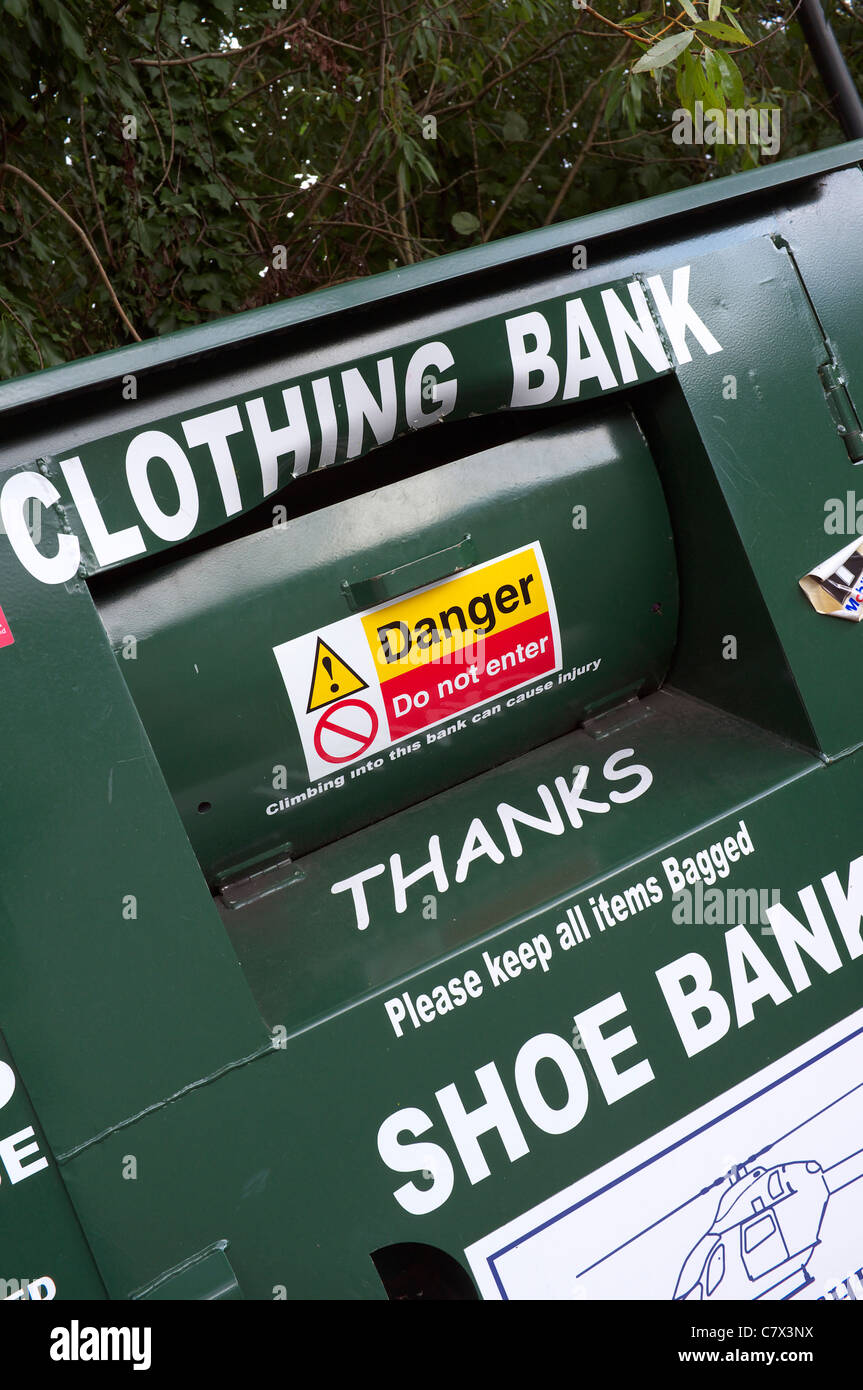 Clothing and shoe recycling bank Stock Photo Alamy