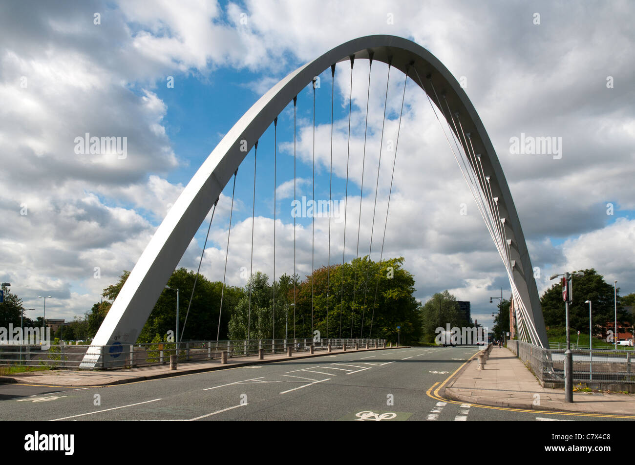 The Hulme Arch bridge, Hulme, Stretford Road, Manchester, England, UK