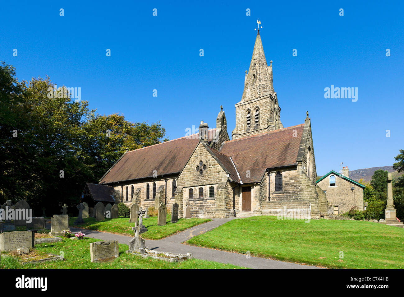 The village church in Edale, Peak District National Park, Derbyshire, England, UK Stock Photo