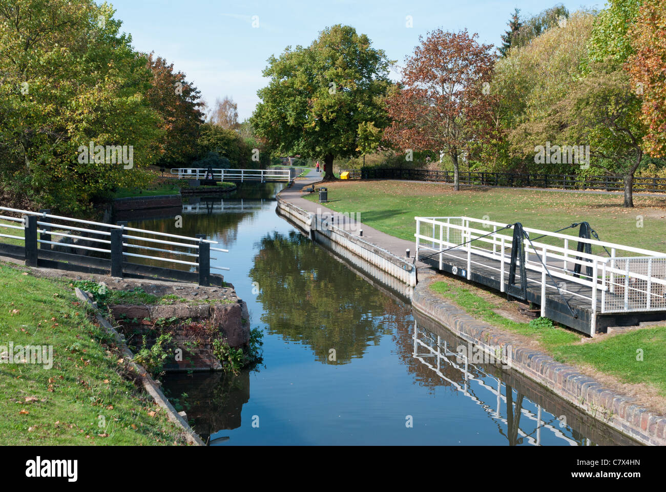 The Birmingham and Worcester canal in Droitwich Spa, Worcestershire, UK Stock Photo