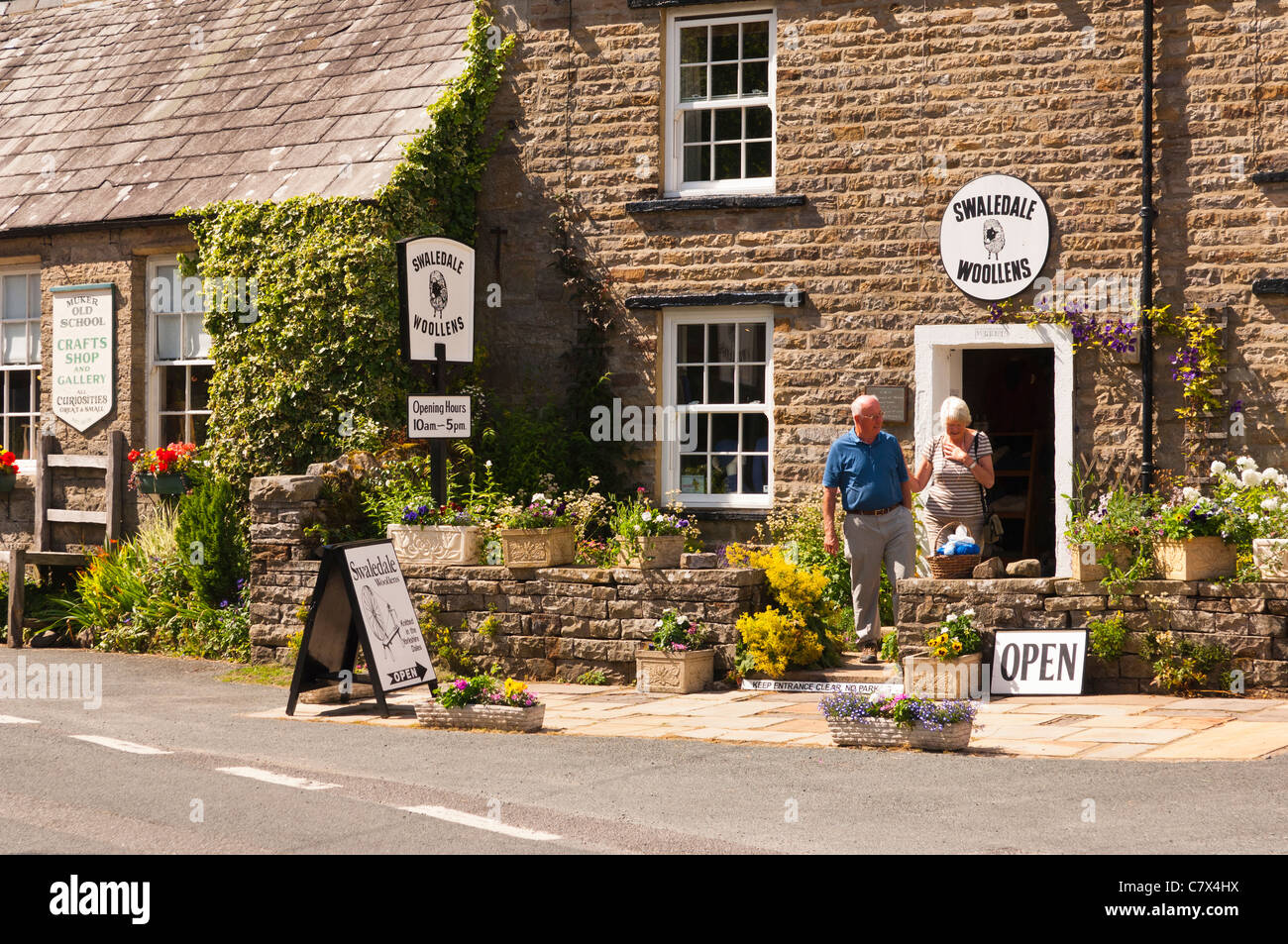 The Swaledale woolens shop store at Muker in Swaledale in North Yorkshire , England , Britain , Uk Stock Photo