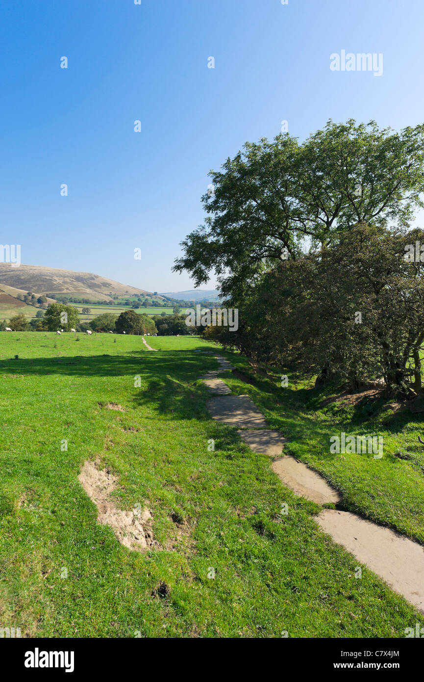 The Pennine Way near its start in Edale looking towards the village, Peak District National Park, Derbyshire, England, UK Stock Photo