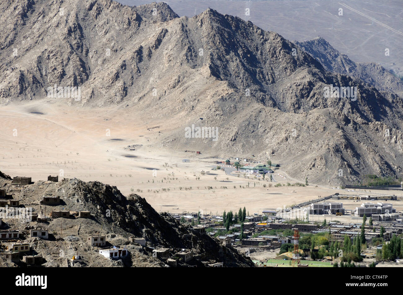 Leh's desert golf course at over 11,000 feet is the highest or second highest golf course in the world. Stock Photo
