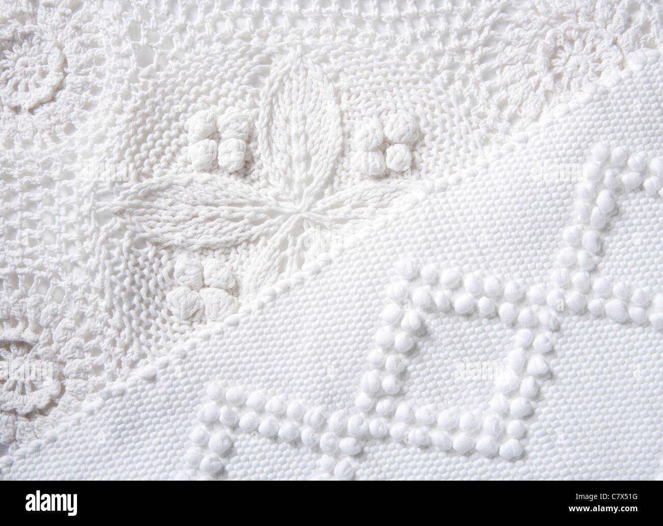 cotton tricot pique white fabric macro texture background Stock Photo