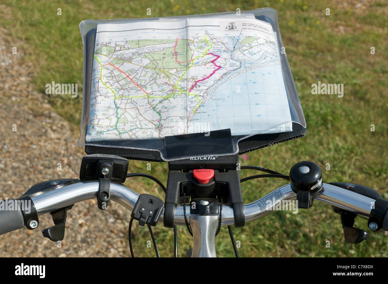 A cycle fitted with a Klickfix map holder Stock Photo - Alamy