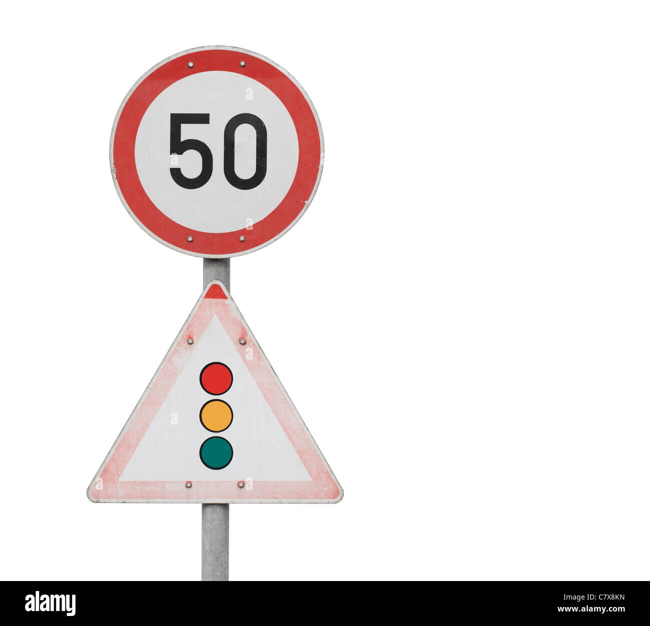 Isolated traffic Signs on natural white background Stock Photo - Alamy