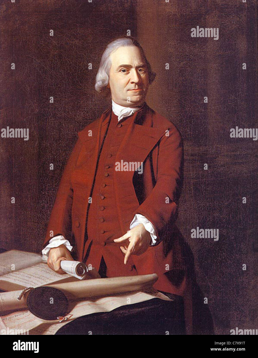 SAMUEL ADAMS (1722-1803) one of the founding fathers of the USA in portrait by John Copley about 1773 - see Description below Stock Photo
