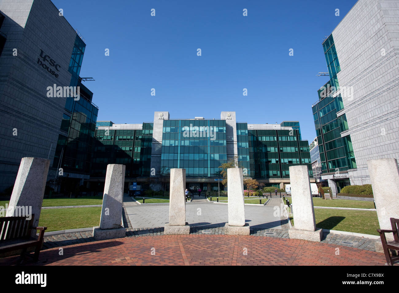 AIB Allied Irish Bank International Centre Headquarters, AIB Capital Markets at Custom House Quay, Dublin, Ireland. Stock Photo