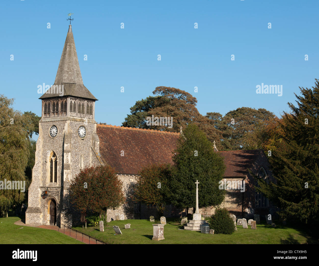 St Nicholas, Parish church of the Hampshire village of Wickham, Wickham, Hampshire, England, Uk. Stock Photo