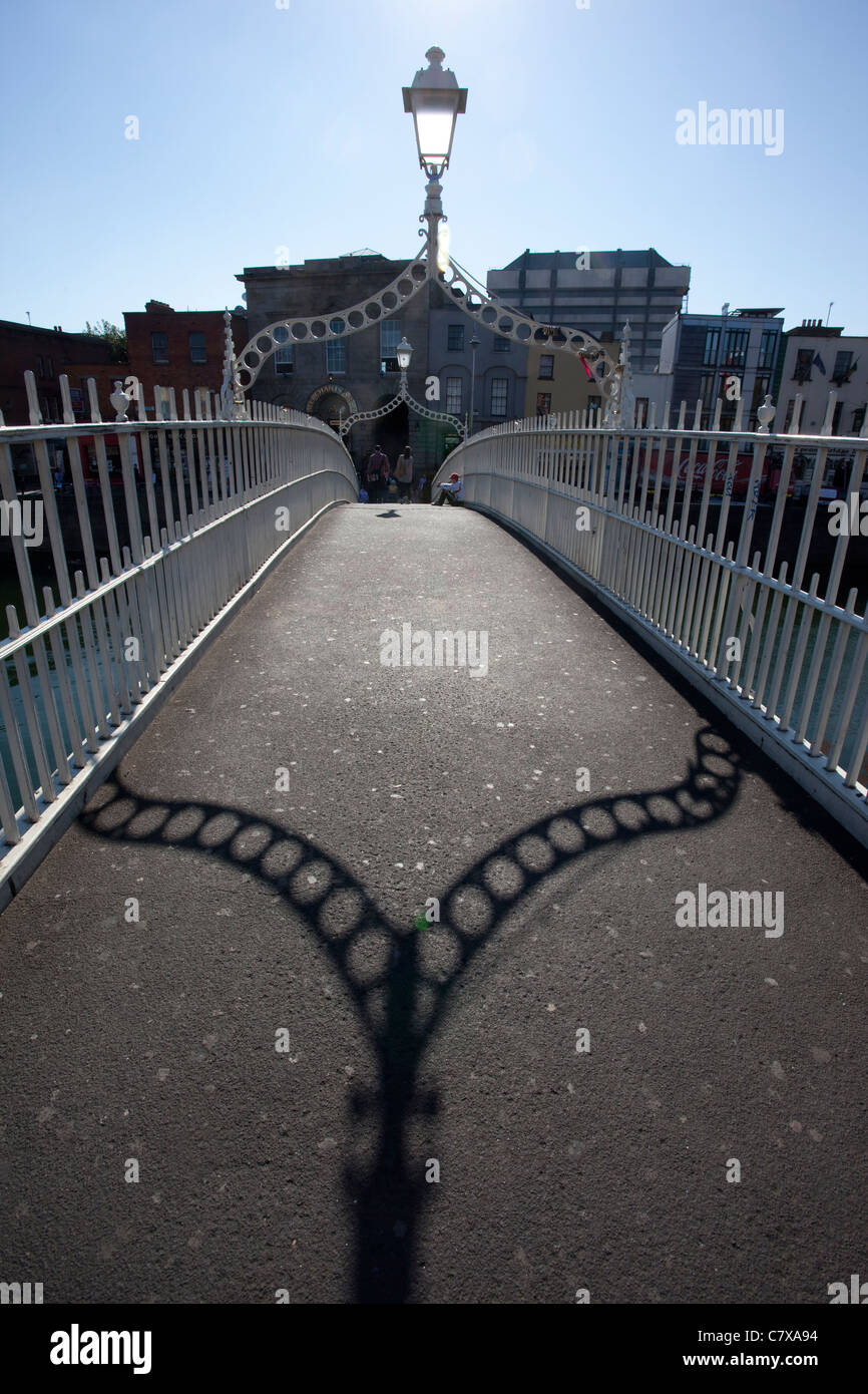 Ha Penny bridge looking towards Lower Ormond Quay Central Dublin