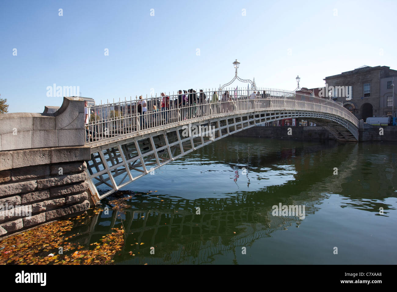 Ha Penny bridge looking towards Lower Ormond Quay Central Dublin