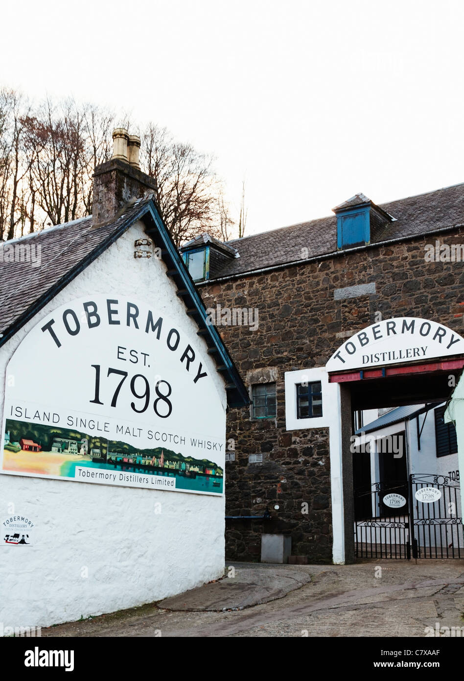 Tobermory Whisky Distillery, Tobermory, Isle of Mull, Argyll and Bute, Scotland United Kingdom Stock Photo