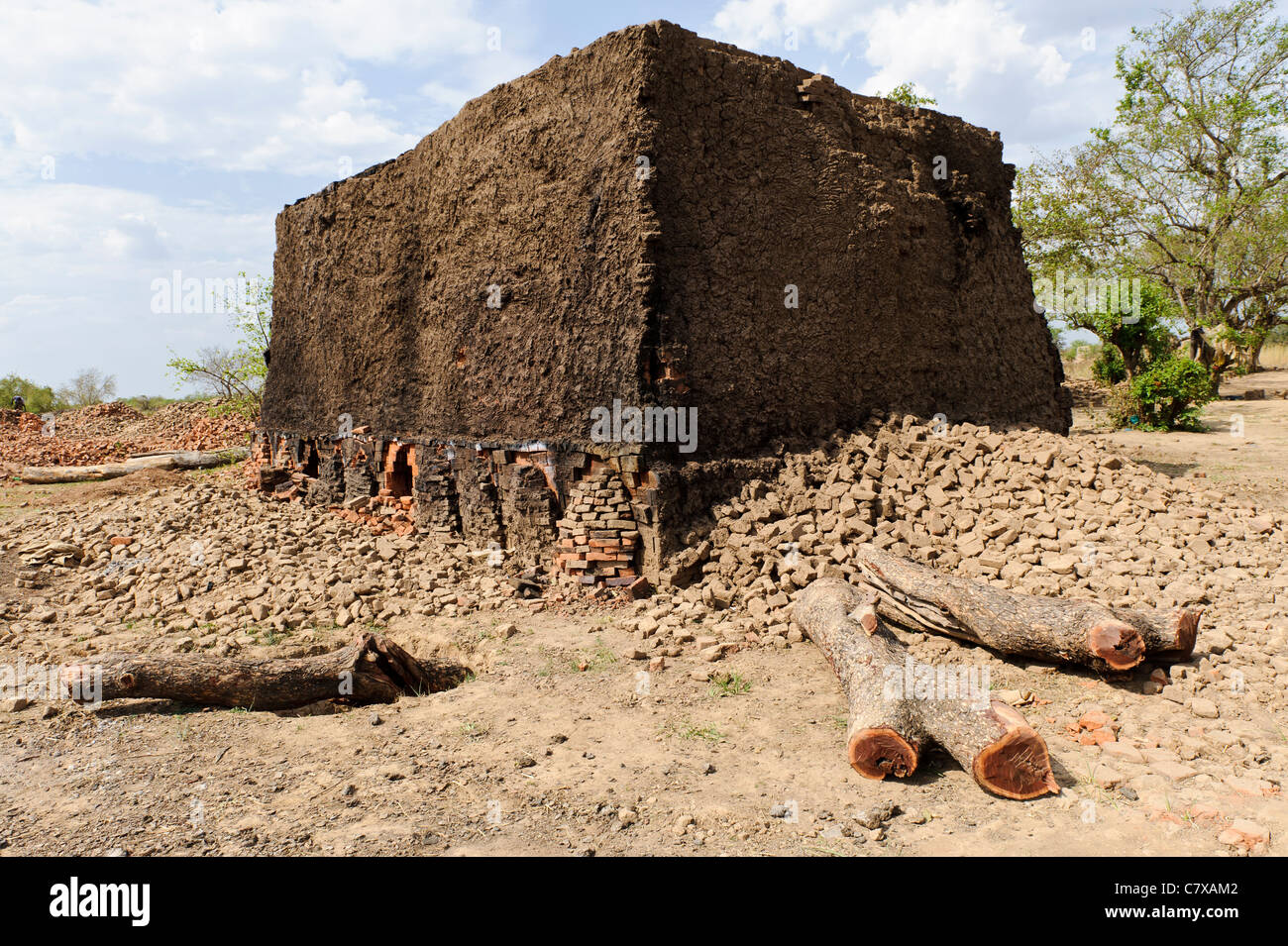 Bricks being manufactured, Wau, Bahr el Ghazal, South Sudan. Stock Photo