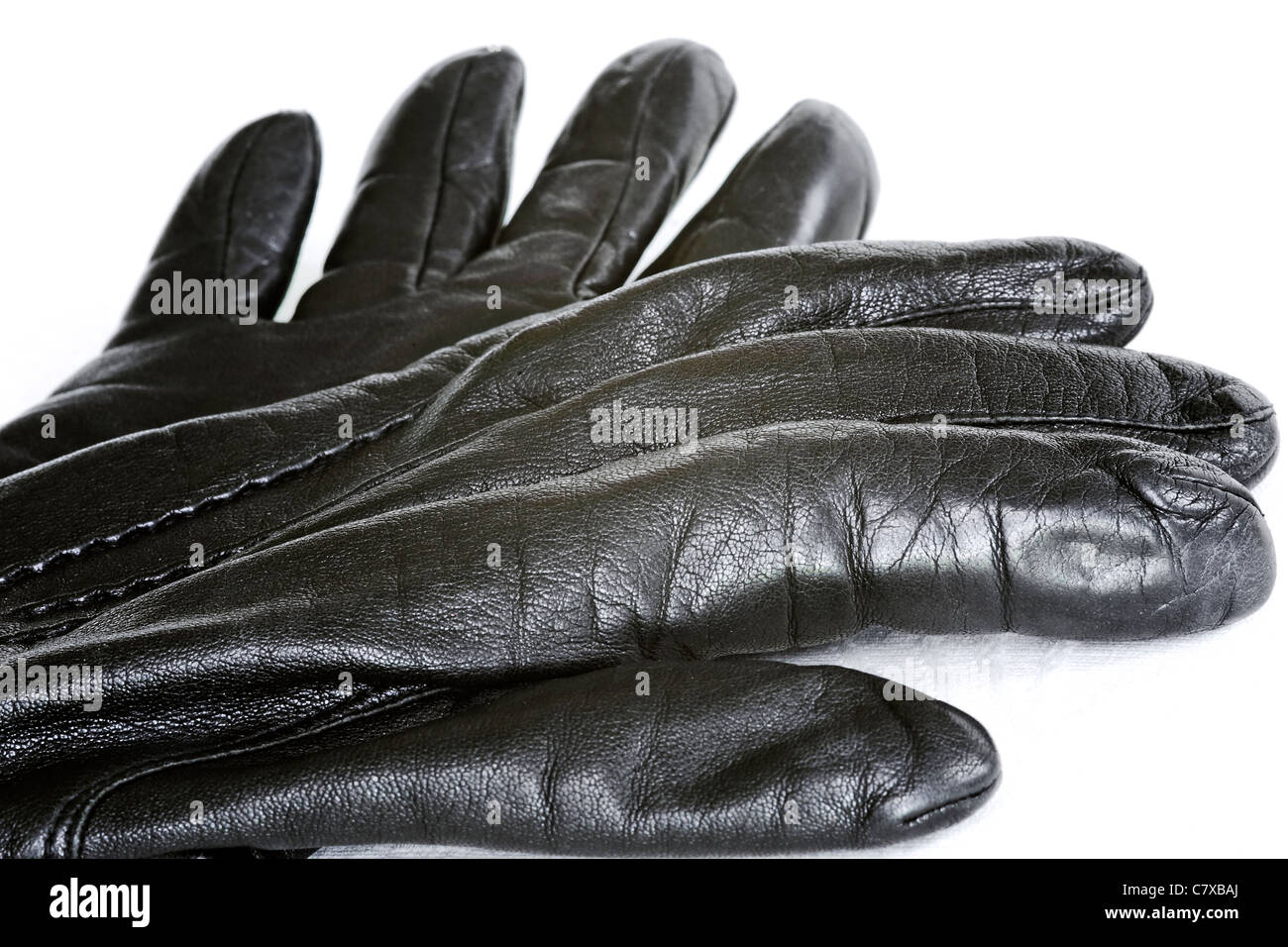 Black Leather Gloves Stock Photo - Alamy