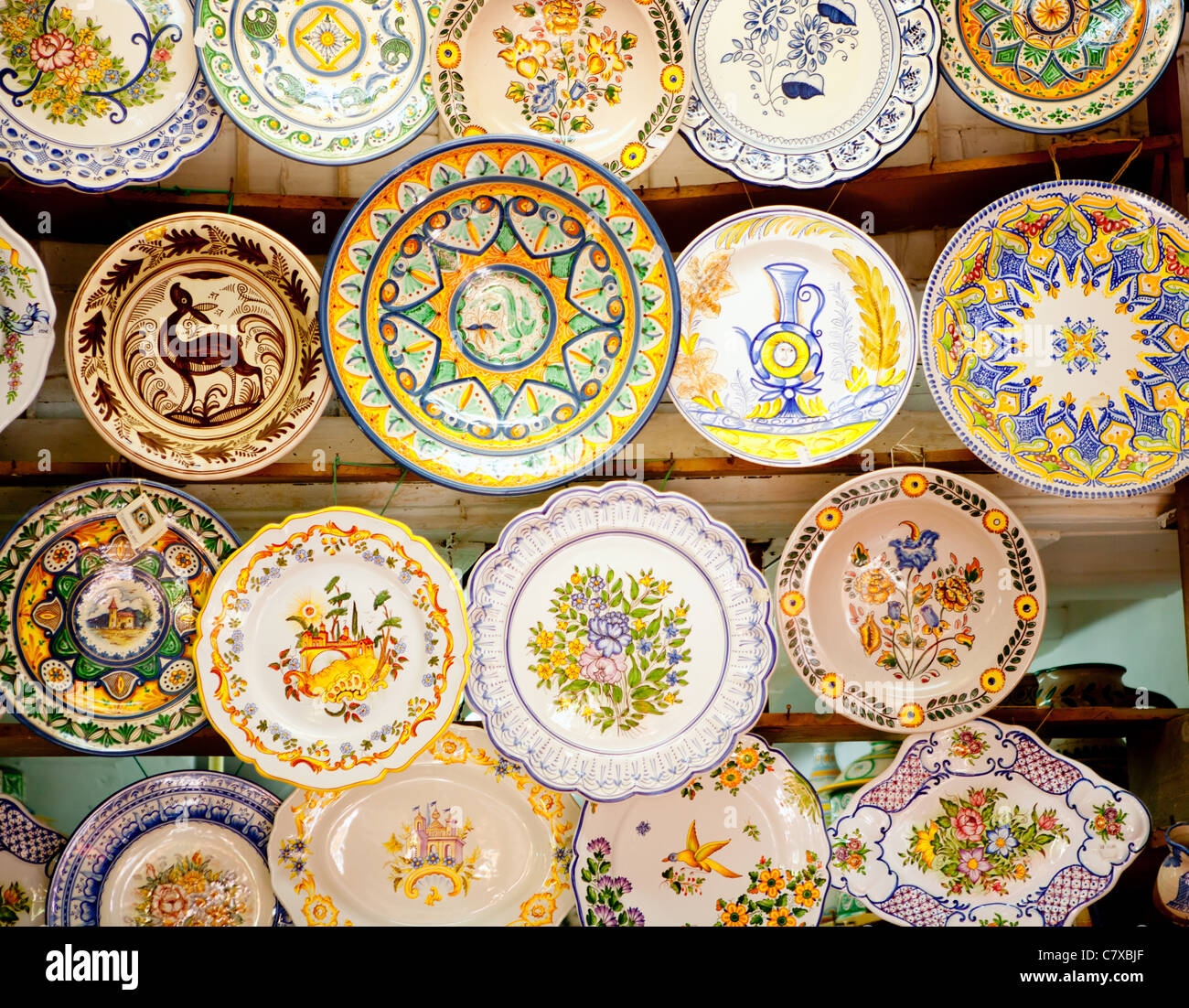 ceramic traditional plates in Valencia clay crafts Stock Photo