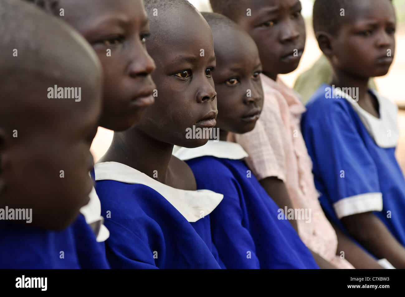 Children at an outdoor school, Luonyaker, Bahr el Ghazal, South Sudan. Stock Photo