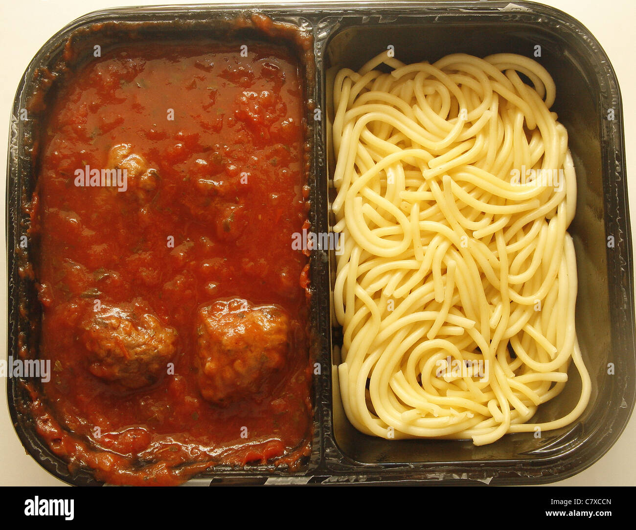 ready meal of vegetarian quorn meatballs and spaghetti Stock Photo Alamy