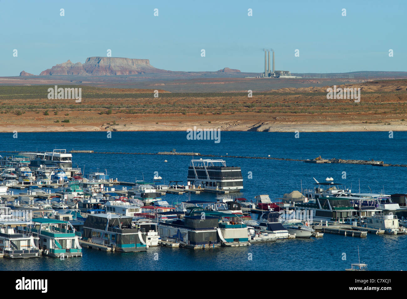 Marina, coal power generating plant, Lake Powell, Arizona, USA Stock