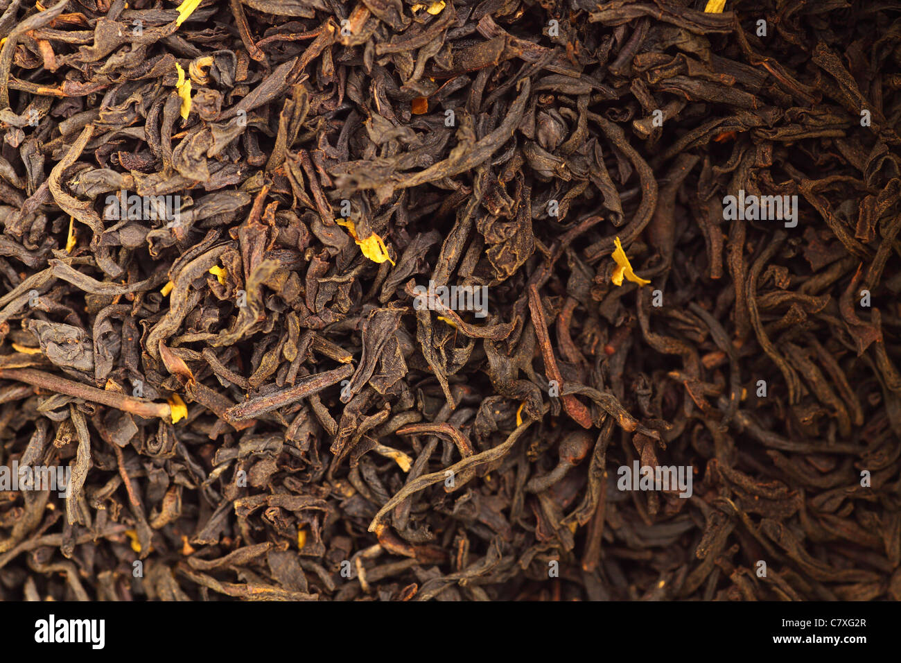 Black Tea Background Texture Dry Leaves Tea Scented With Bergamot Stock Photo Alamy