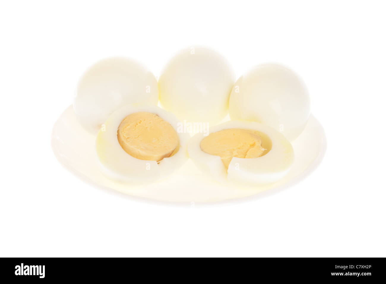 scrambled eggs on plate isolated on white background Stock Photo - Alamy